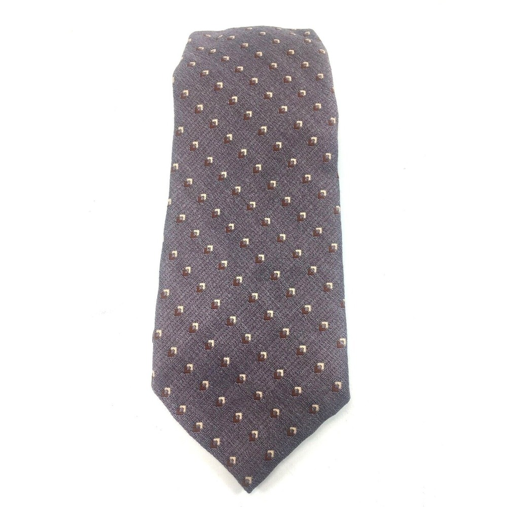 Lilly Dache' VTG Tie Symmetrical Diamond Beige Brown Lavender